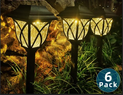 lámpara solar para cesped ，44x13cm,con cabeza rayada ，luz blanca calida ,6 piezas