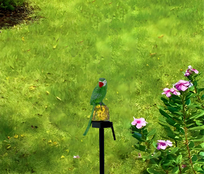 1739874258872 lámpara solar para cesped ,42.5×9cm ,con cabeza de loro ,luz blanca ,luz decoración