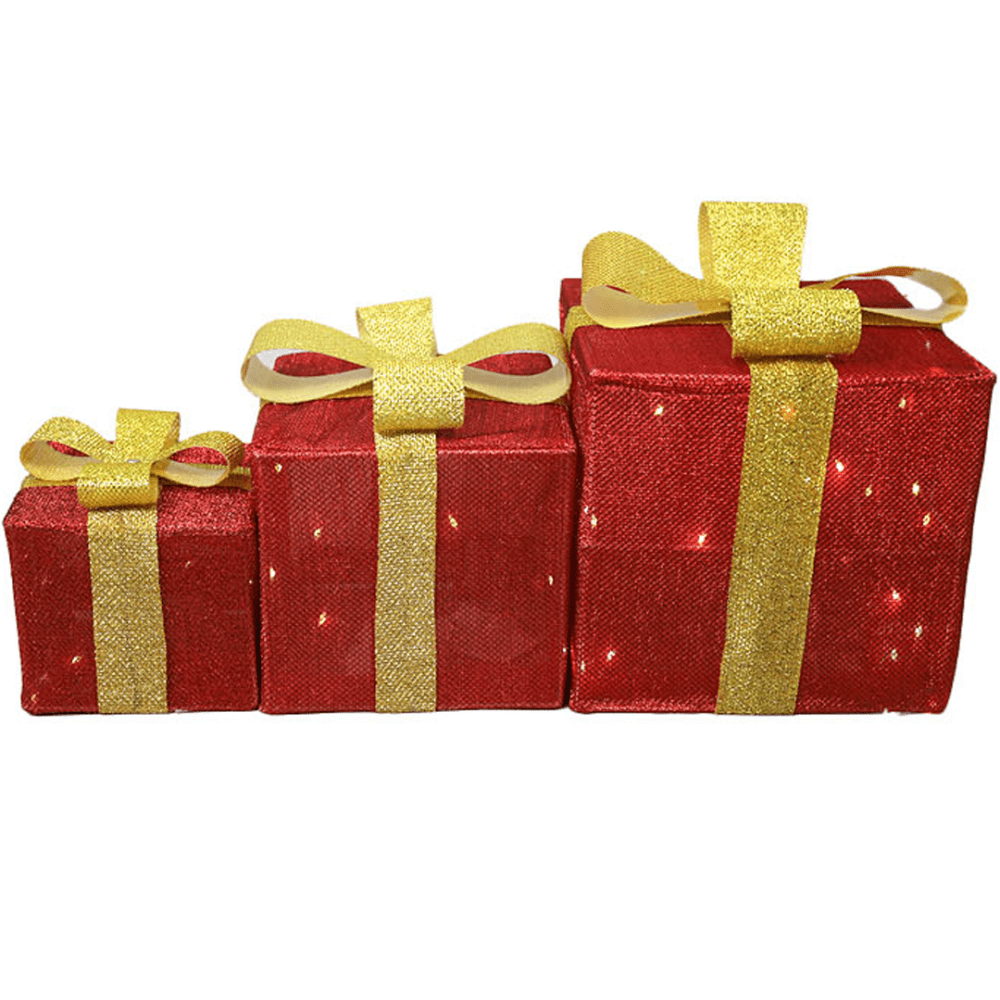 24382 3 Cajas de Regalo Luces de Navidad funciona con 3 pilas AA