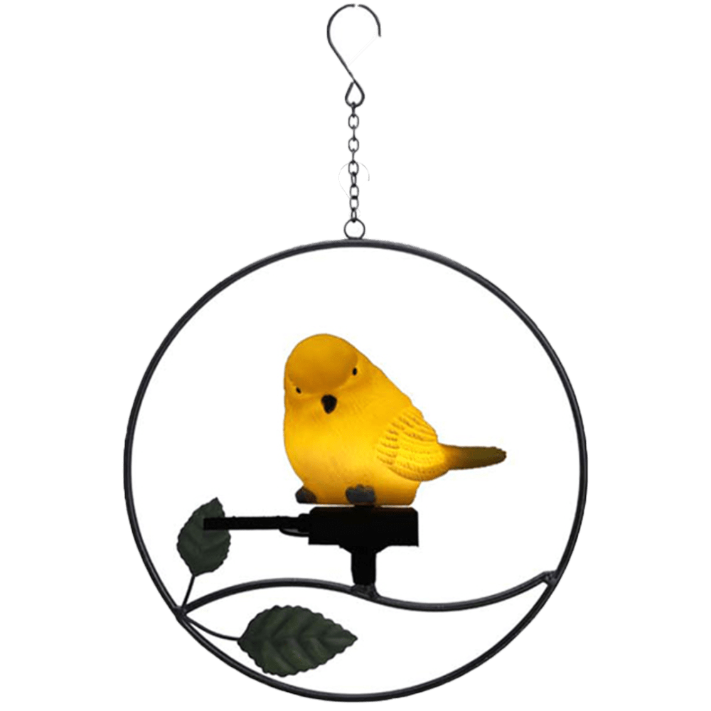 Lámpara colgante de energia solar en forma de pájaro posado,luz decoración