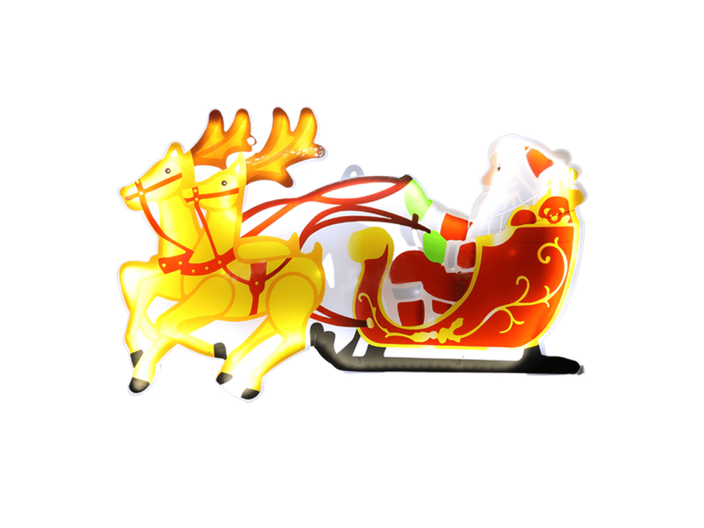 Luces de Neón doble cara - Santa en carro con renos
