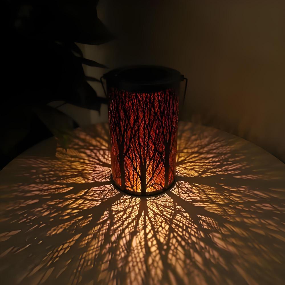 Luz solar árbol luces de hierro hueco linternas al aire libre patio jardín paisaje adornos césped decoración luz de la noche