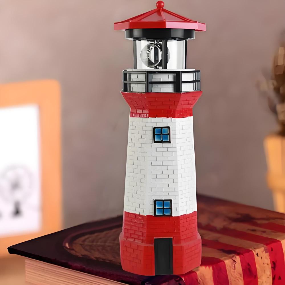 c16fc144-6ea9-4529-9d40-18654a37153e Resina Solar Faro Giratorio Exterior Patio Paisaje Luces Decorativas Exterior Parque Escénico Césped Jardín Ornamentos